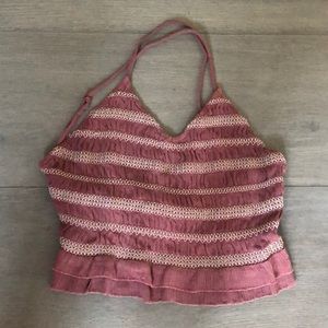 Pink, smocked crop top- NEW